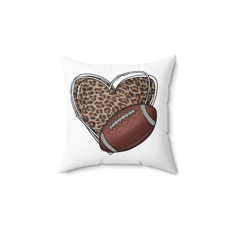 Valentine's Day Love and Football Spun Polyester Square Pillow