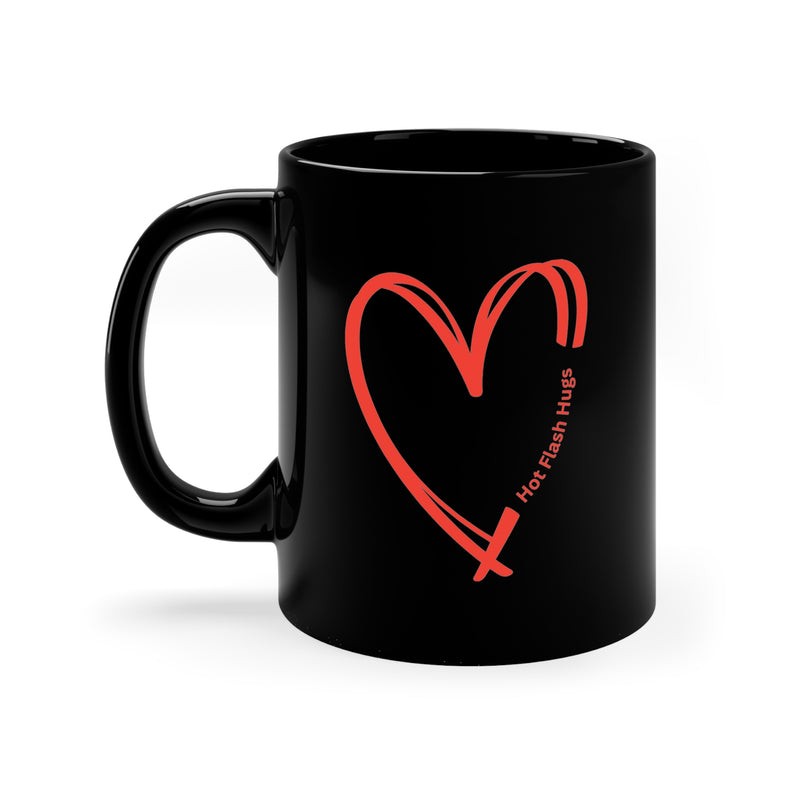 Valentine's Day Hot Flash Heart Black Ceramic Mug 11 oz.