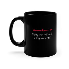 Valentine's Day Cupid's Arrow Black Ceramic Mug 11 oz.