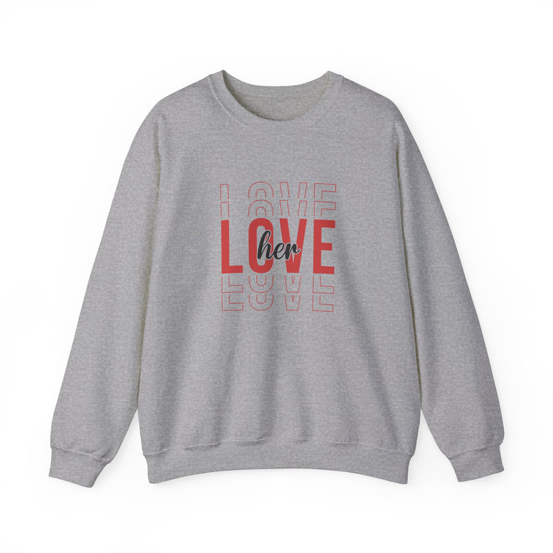 Valentine's Day Love Her Heavy Blend™ Crewneck Sweatshirt