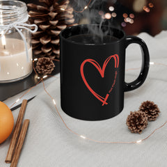 Valentine's Day Hot Flash Heart Black Ceramic Mug 11 oz.