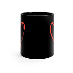 Valentine's Day Hot Flash Heart Black Ceramic Mug 11 oz.