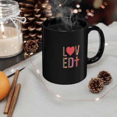 I Love EDT Valentine's Day Black Ceramic Mug 11 oz.