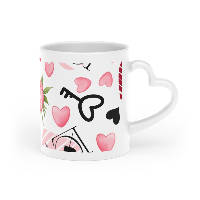 Heart-Shaped Valentine's Day Pattern Ceramic Mug 11 oz.