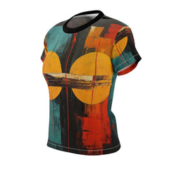 Two Moons Abstract African Art Collection Women's Cut & Sew Tee (AOP)