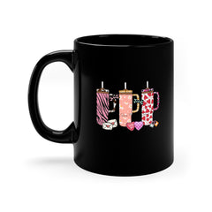 Valentine's Day Tumbler Black Cermaic Mug 11 oz.