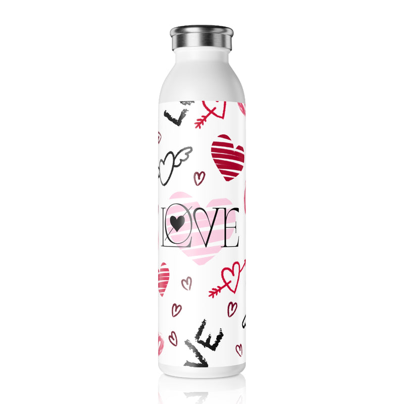 Valentine's Day Pattern Slim Water Bottle 20 oz.