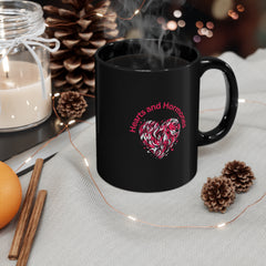 Valentine's Day Hearts and Hormones Black Ceramic Mug 11 oz.