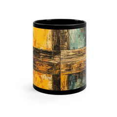 Yellow Manifestation Abstract African Art Collection Black Mug 11 oz.