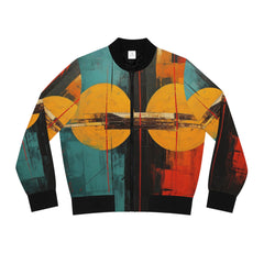 Two Moons African Abstract Art Collection Women's Bomber Jacket (AOP)