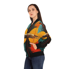 Two Moons African Abstract Art Collection Women's Bomber Jacket (AOP)