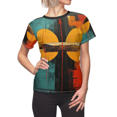 Two Moons Abstract African Art Collection Women's Cut & Sew Tee (AOP)