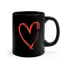 Valentine's Day Hot Flash Heart Black Ceramic Mug 11 oz.