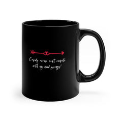 Valentine's Day Cupid's Arrow Black Ceramic Mug 11 oz.