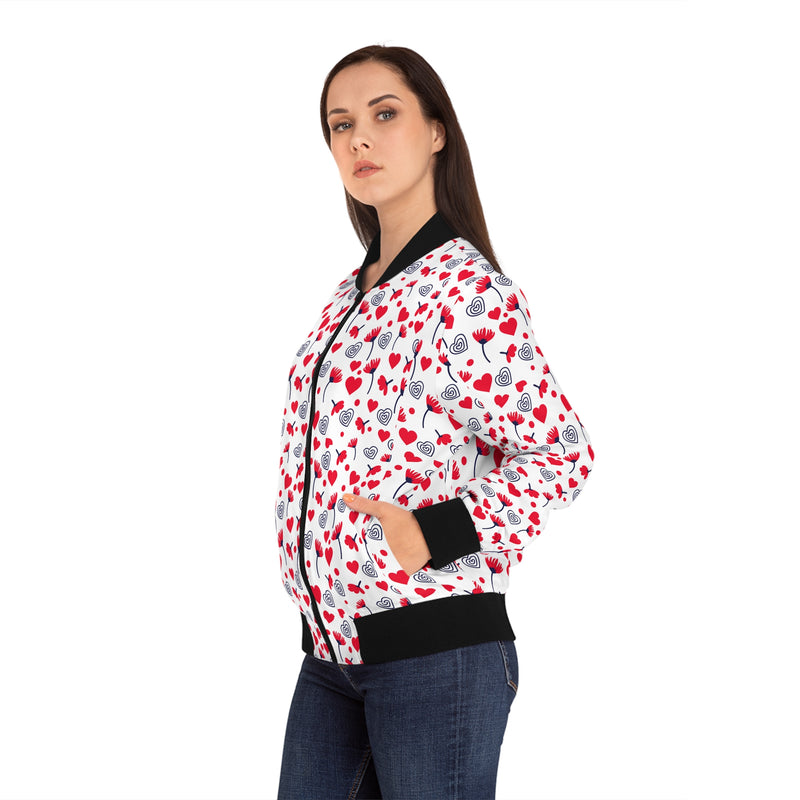 Valentine's Day Pattern Women's Bomber Jacket (AOP)