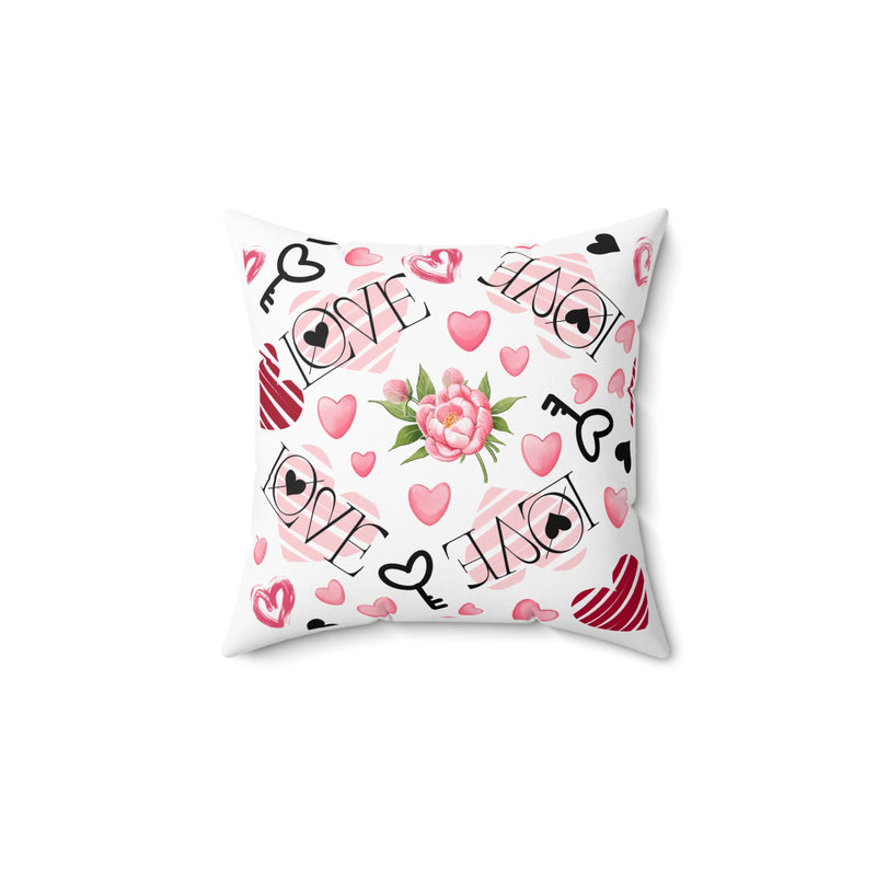 Valentine's Day Pattern Spun Polyester Square Pillow