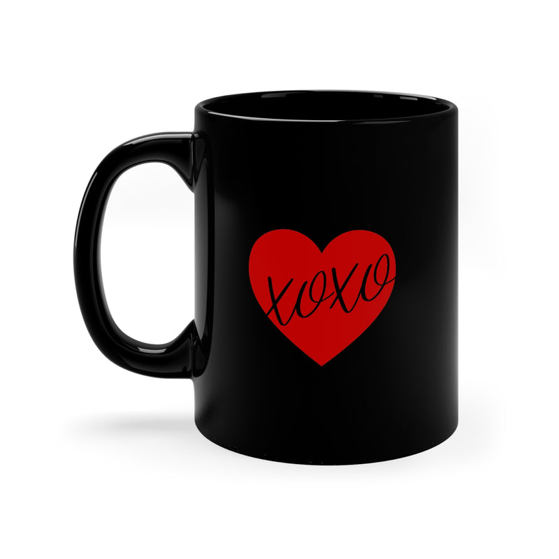 XOXO Valentine's Day Black Ceramic Mug 11 oz.