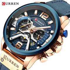 Military Leather Chronograph Wristwatch - S.E. Burks Global Marketplace