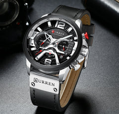 Military Leather Chronograph Wristwatch - S.E. Burks Global Marketplace