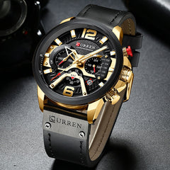 Military Leather Chronograph Wristwatch - S.E. Burks Global Marketplace