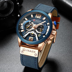 Military Leather Chronograph Wristwatch - S.E. Burks Global Marketplace